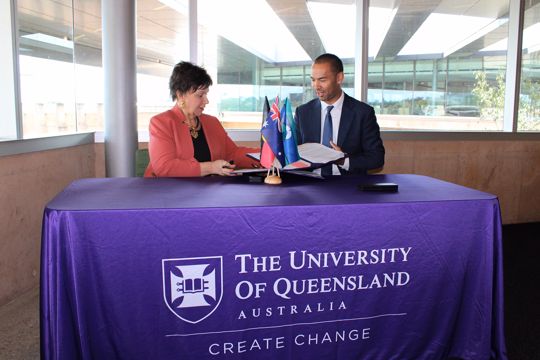 CareerTrackers and University of Queensland representatives at the signing of their new partnership Memorandum of Understanding